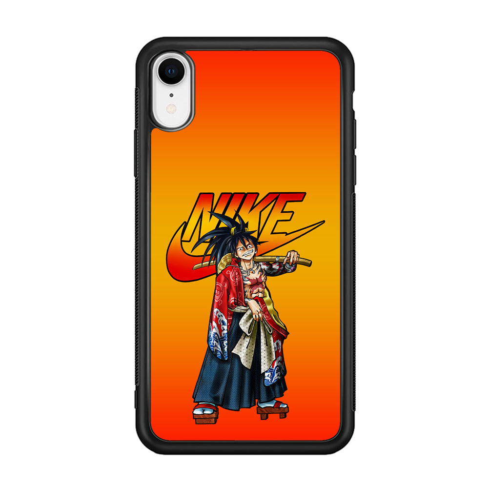 Nike Monkey D Luffy iPhone XR Case-Mobile Phone Case-Rubber Black (2D Case)-Altracase