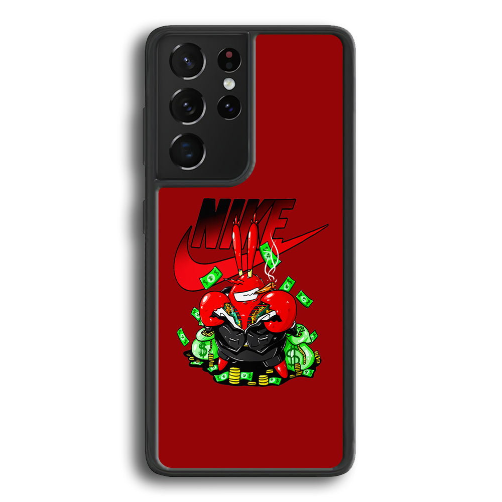 Nike Mr. Krabs Gangster Samsung Galaxy S24 Ultra Case-Mobile Phone Case-Rubber Black (2D Case)-Altracase
