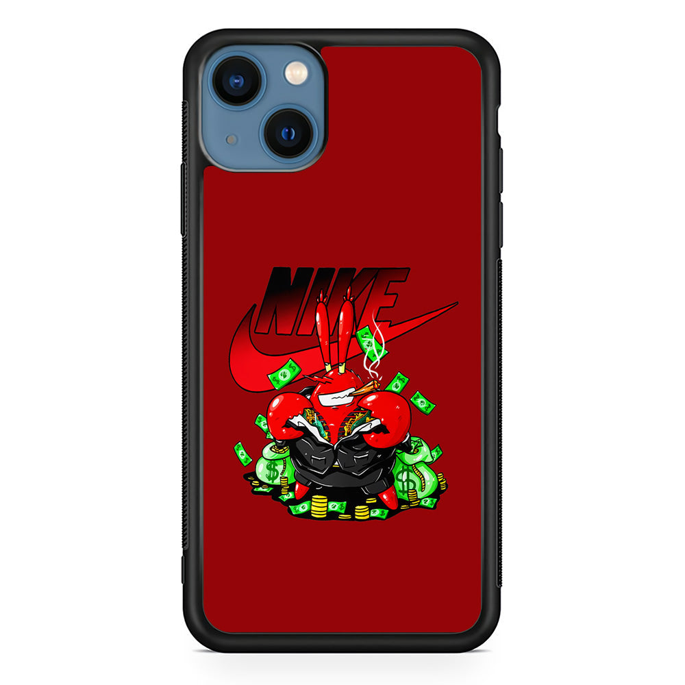 Nike Mr. Krabs Gangster iPhone 14 Case-Mobile Phone Case-Rubber Black (2D Case)-Altracase