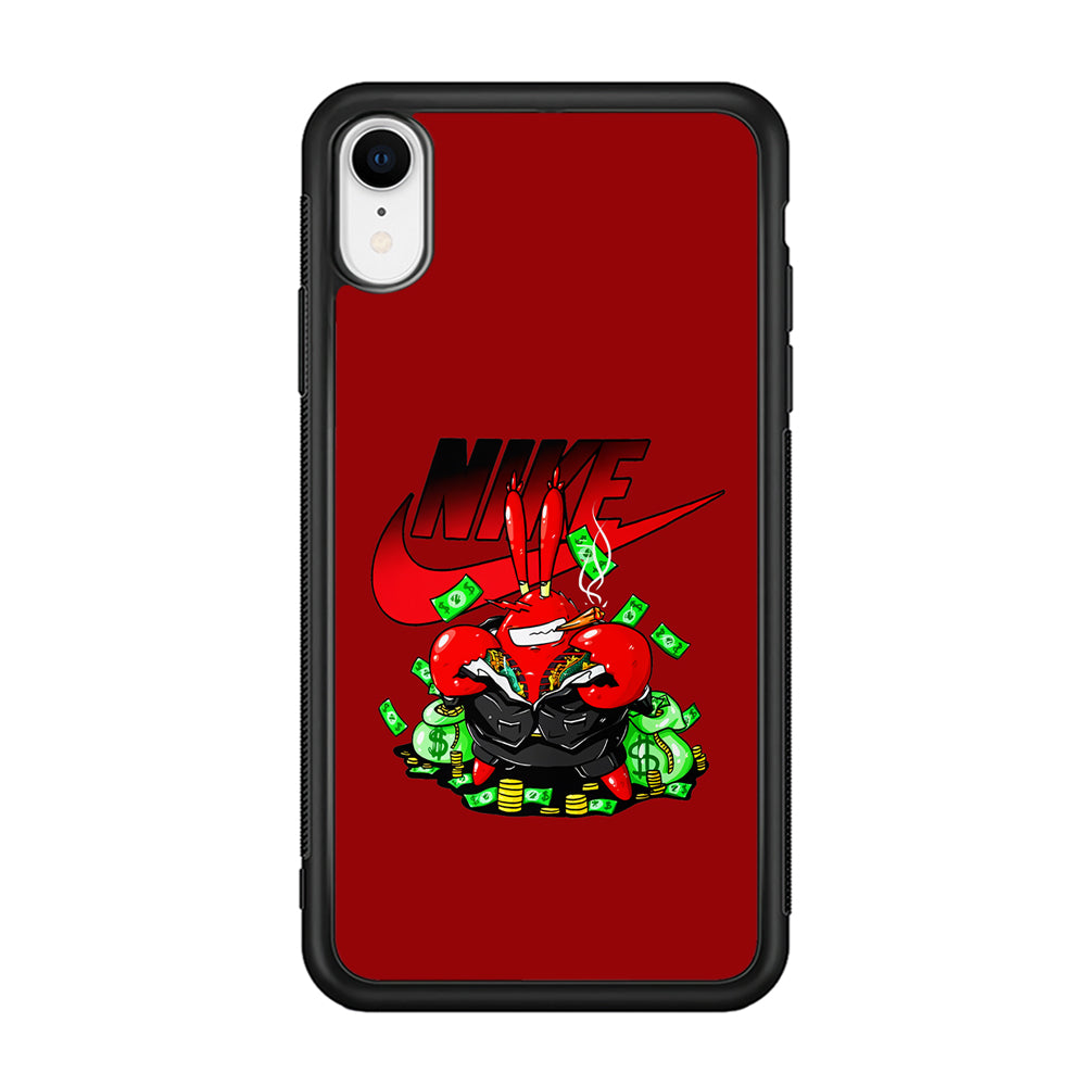 Nike Mr. Krabs Gangster iPhone XR Case-Mobile Phone Case-Rubber Black (2D Case)-Altracase