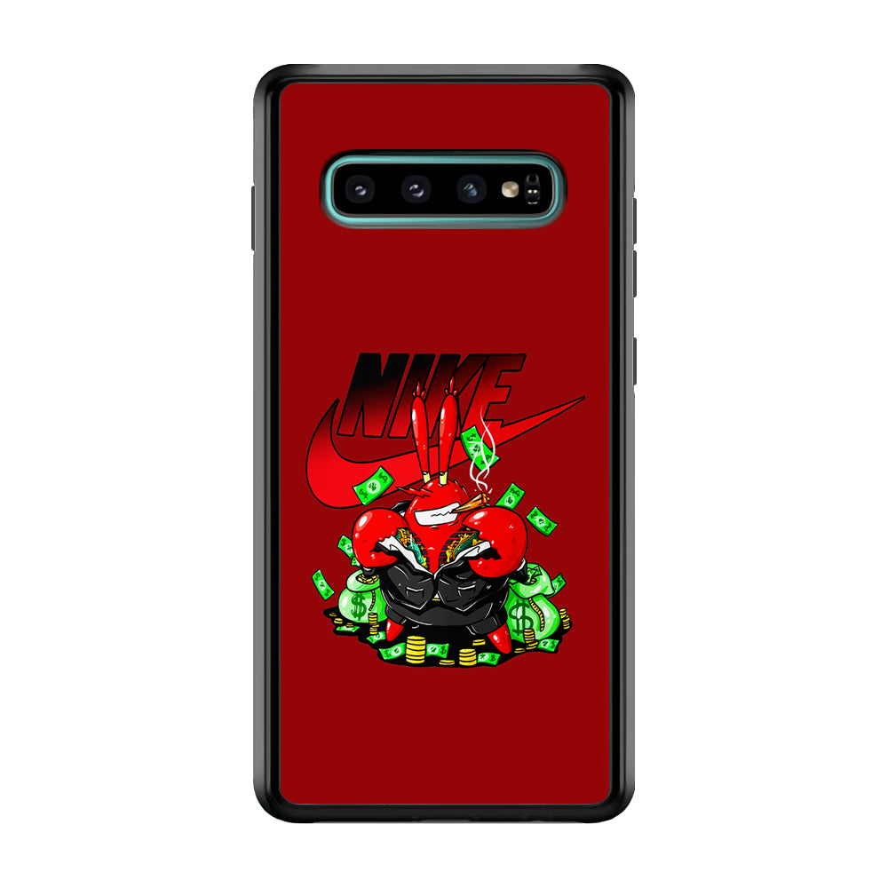 Nike Mr. Krabs Gangster Samsung Galaxy S10 Plus Case-Mobile Phone Case-Rubber Black (2D Case)-Altracase