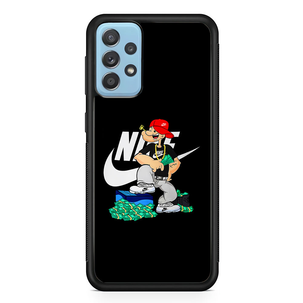Nike Rich Popeye Samsung Galaxy A72 Case-Mobile Phone Case-Rubber Black (2D Case)-Altracase
