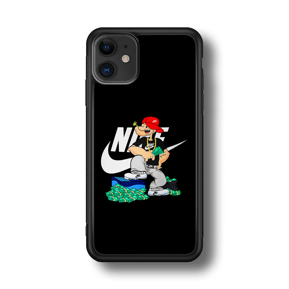 Nike Rich Popeye iPhone 11 Case-Mobile Phone Case-Rubber Black (2D Case)-Altracase