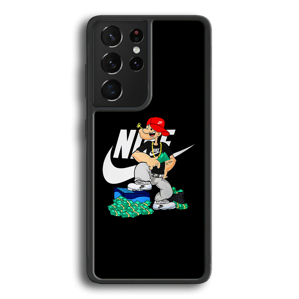 Nike Rich Popeye Samsung Galaxy S24 Ultra Case-Mobile Phone Case-Rubber Black (2D Case)-Altracase