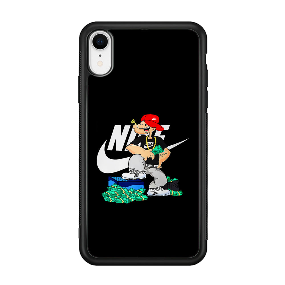 Nike Rich Popeye iPhone XR Case-Mobile Phone Case-Rubber Black (2D Case)-Altracase
