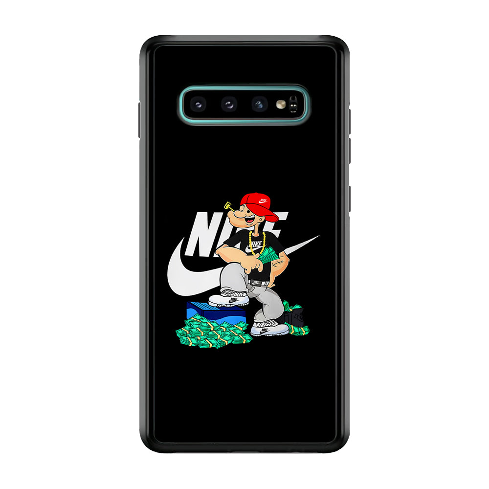 Nike Rich Popeye Samsung Galaxy S10 Case-Mobile Phone Case-Rubber Black (2D Case)-Altracase