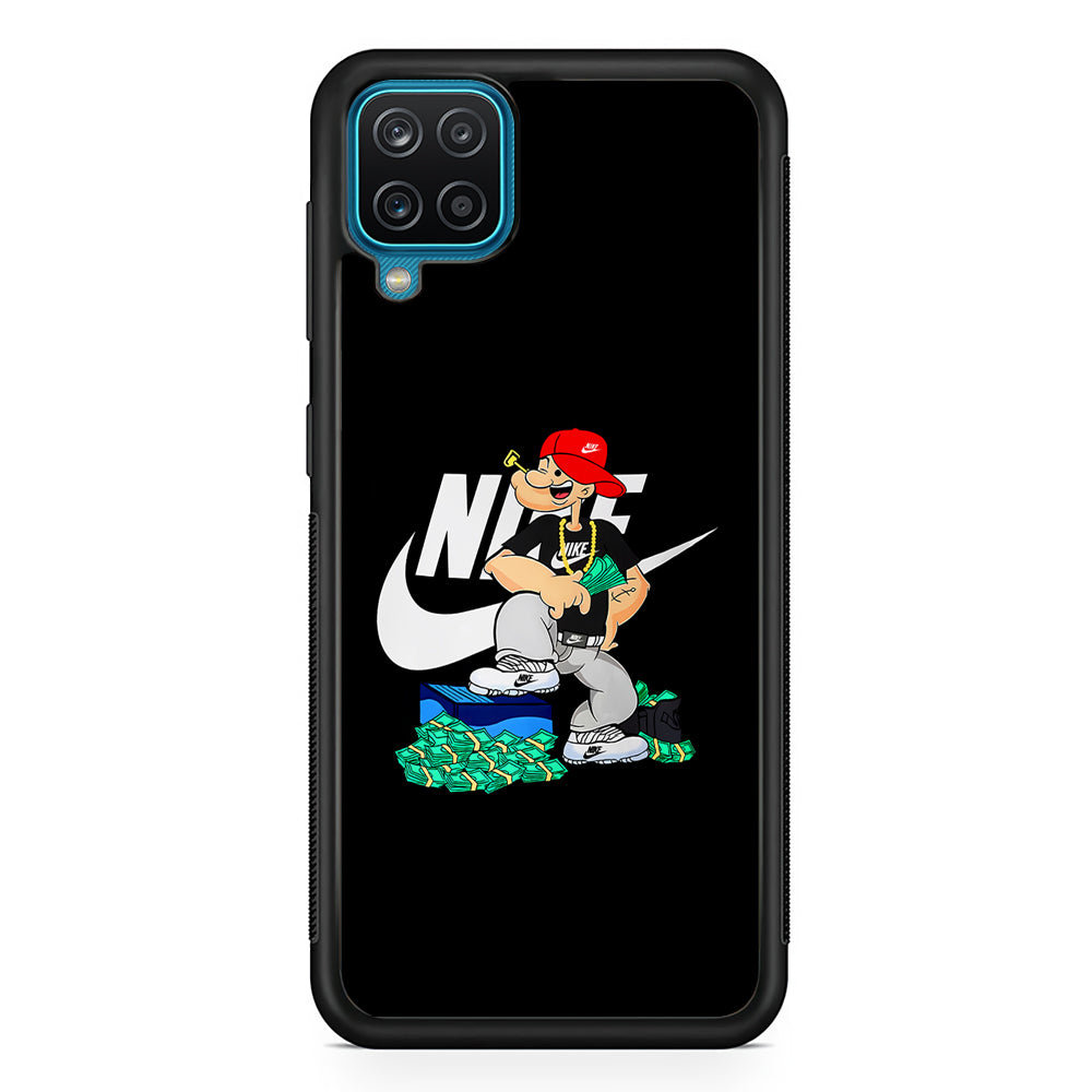 Nike Rich Popeye Samsung Galaxy A12 Case-Mobile Phone Case-Rubber Black (2D Case)-Altracase