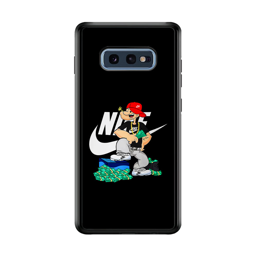 Nike Rich Popeye Samsung Galaxy S10E Case-Mobile Phone Case-Rubber Black (2D Case)-Altracase
