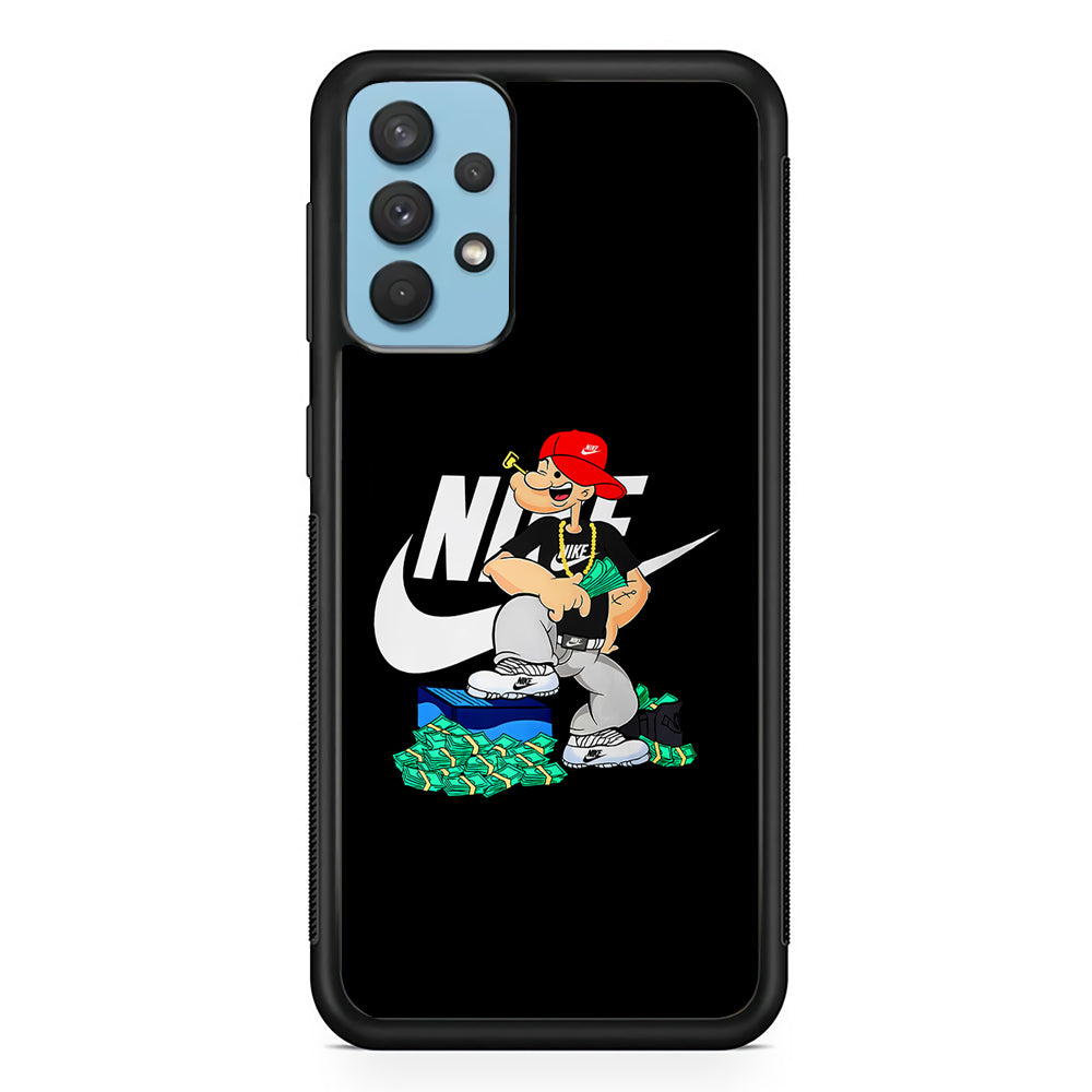 Nike Rich Popeye Samsung Galaxy A32 Case-Mobile Phone Case-Rubber Black (2D Case)-Altracase