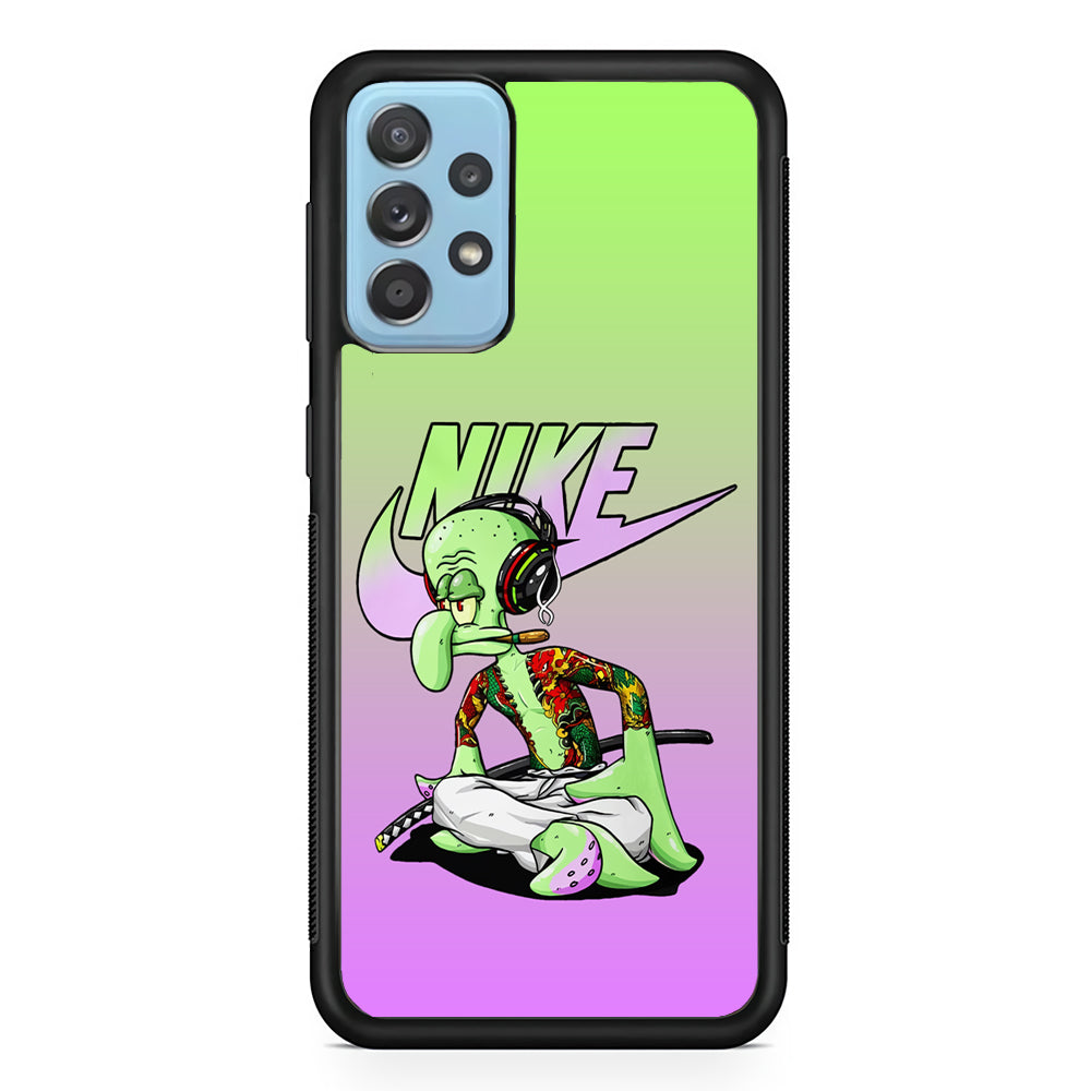 Nike Squidward Gangster Samsung Galaxy A72 Case-Mobile Phone Case-Rubber Black (2D Case)-Altracase