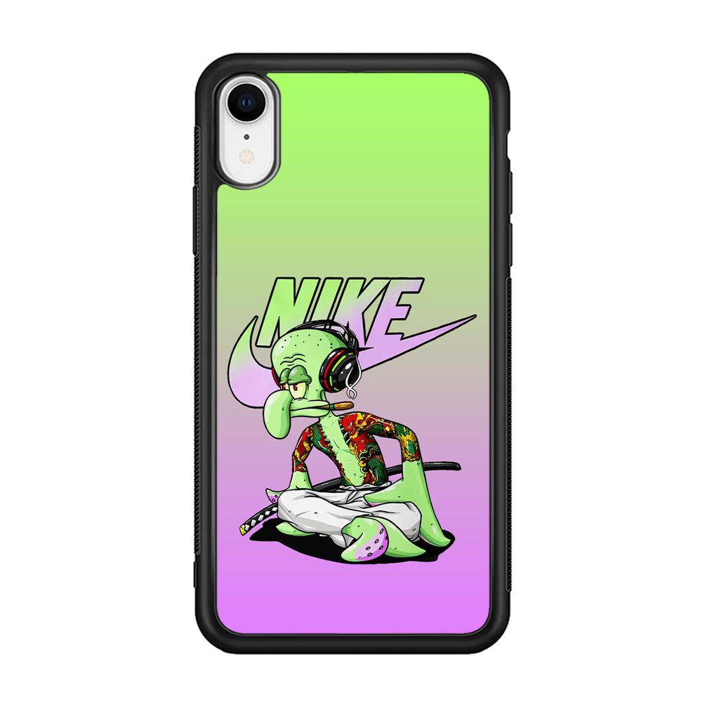 Nike Squidward Gangster iPhone XR Case-Mobile Phone Case-Rubber Black (2D Case)-Altracase