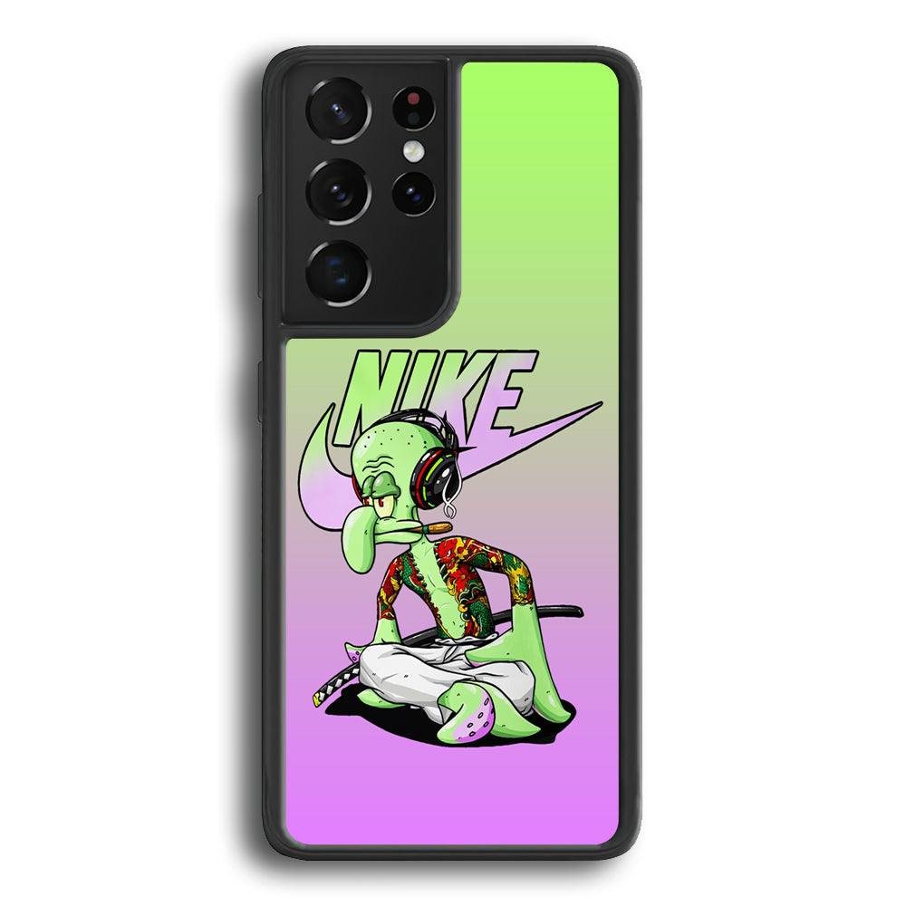 Nike Squidward Gangster Samsung Galaxy S21 Ultra Case-Mobile Phone Case-Rubber Black (2D Case)-Altracase