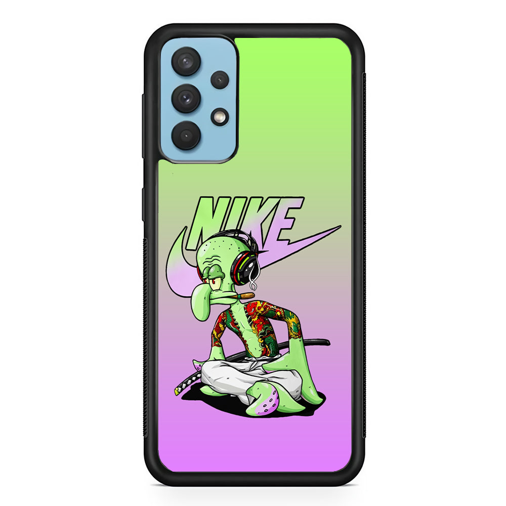 Nike Squidward Gangster Samsung Galaxy A32 Case-Mobile Phone Case-Rubber Black (2D Case)-Altracase