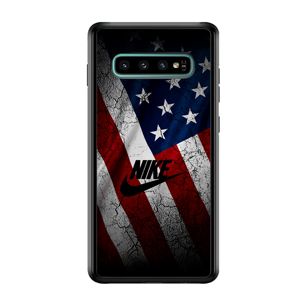 Nike USA Flag Samsung Galaxy S10 Case-Mobile Phone Case-Rubber Black (2D Case)-Altracase