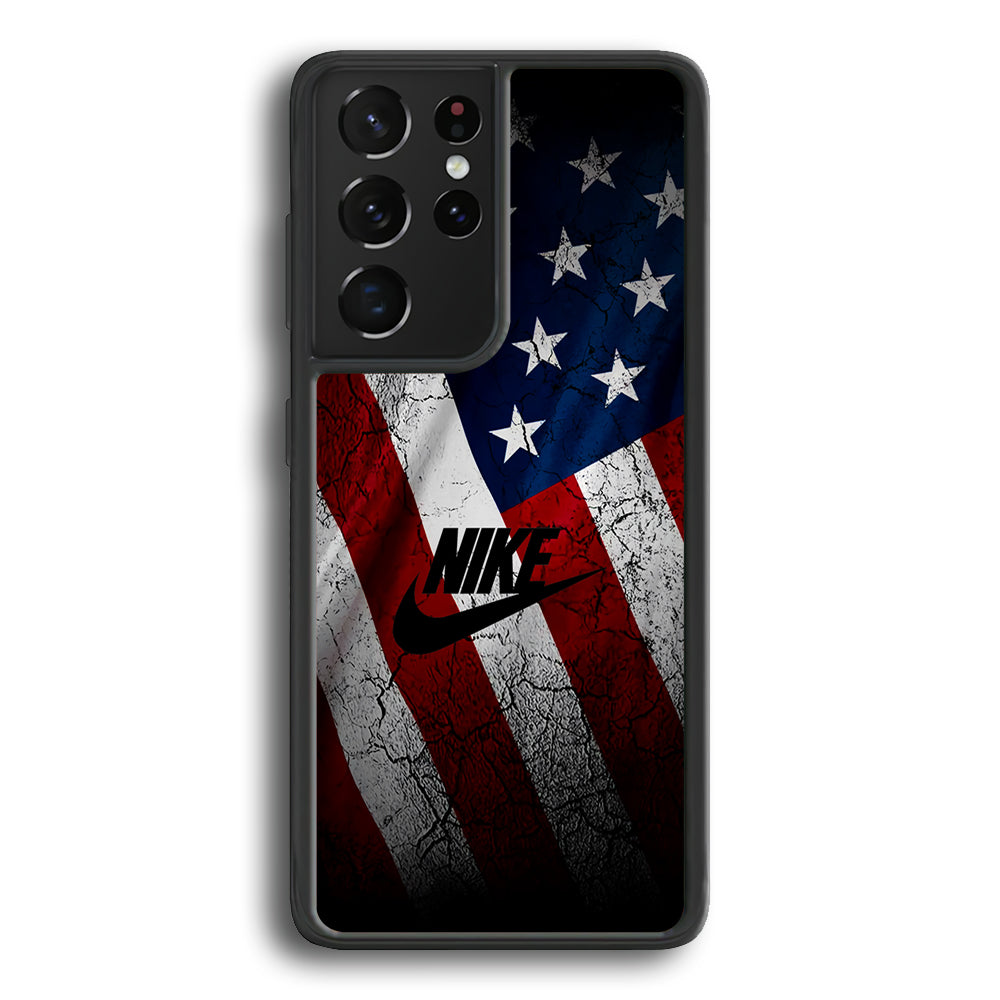 Nike USA Flag Samsung Galaxy S23 Ultra Case-Mobile Phone Case-Rubber Black (2D Case)-Altracase