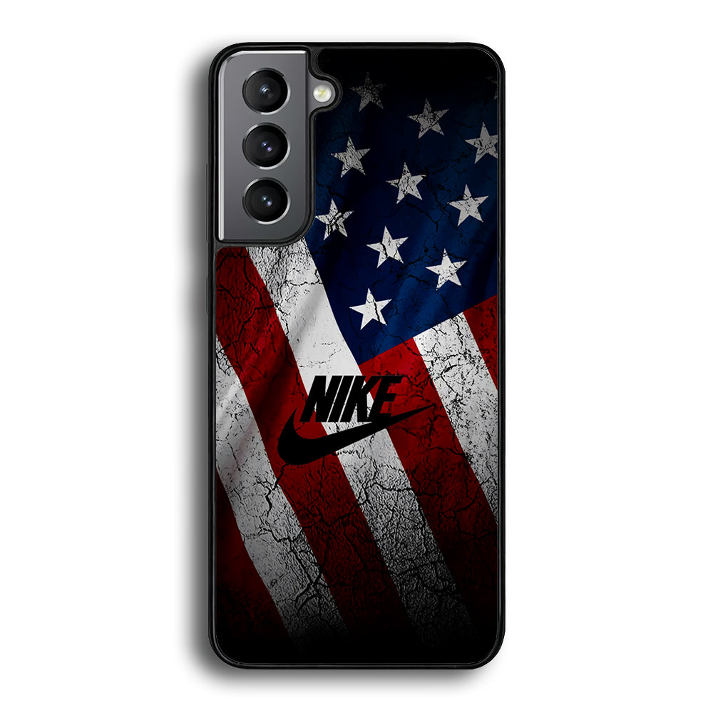 Nike USA Flag Samsung Galaxy S21 Plus Case-Mobile Phone Case-Rubber Black (2D Case)-Altracase