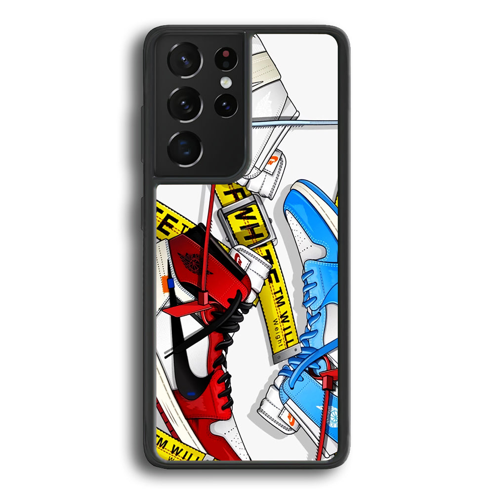 Nike X Air Jordan Shoes Collage Samsung Galaxy S21 Ultra Case-Mobile Phone Case-Rubber Black (2D Case)-Altracase