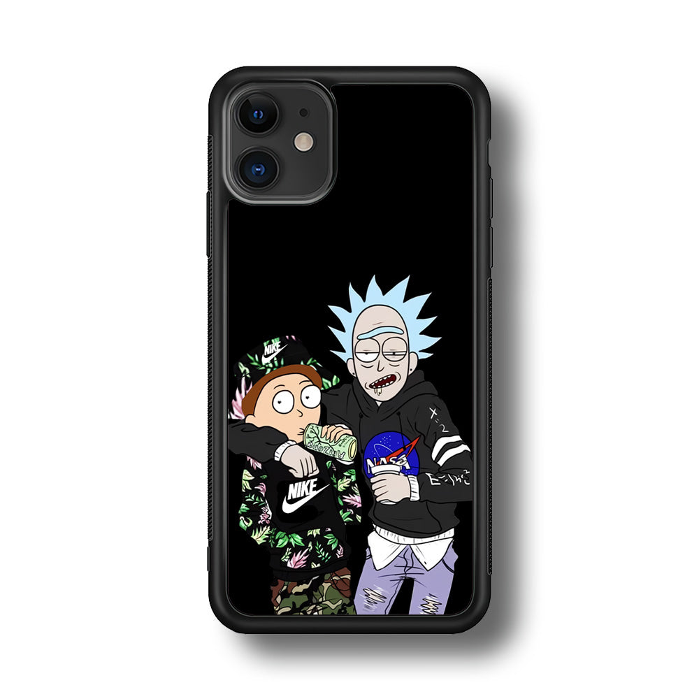 Nike X Nasa Rick and Morty iPhone 11 Case-Mobile Phone Case-Rubber Black (2D Case)-Altracase