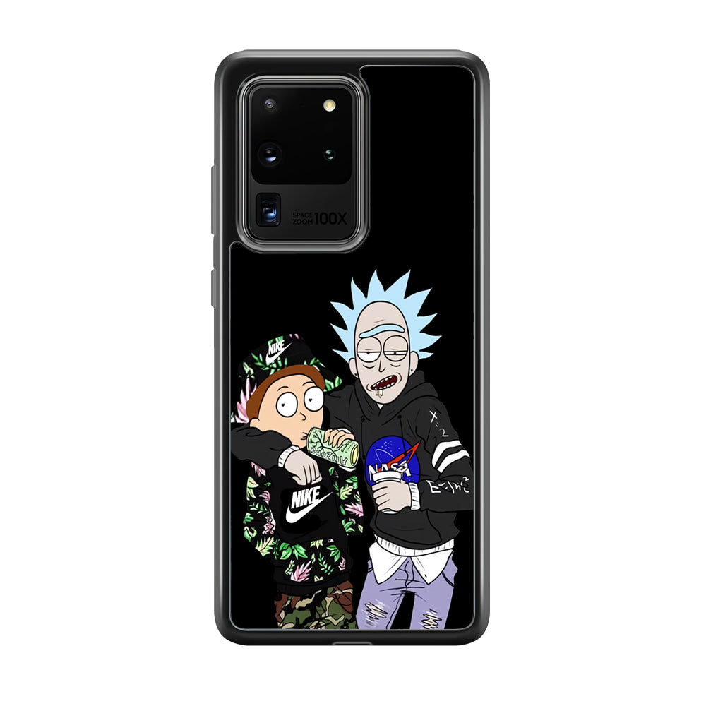 Nike X Nasa Rick and Morty Samsung Galaxy S20 Ultra Case-Mobile Phone Case-Rubber Black (2D Case)-Altracase