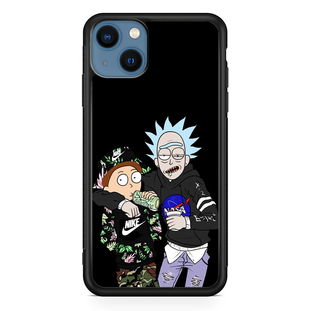 Nike X Nasa Rick and Morty iPhone 14 Case-Mobile Phone Case-Rubber Black (2D Case)-Altracase