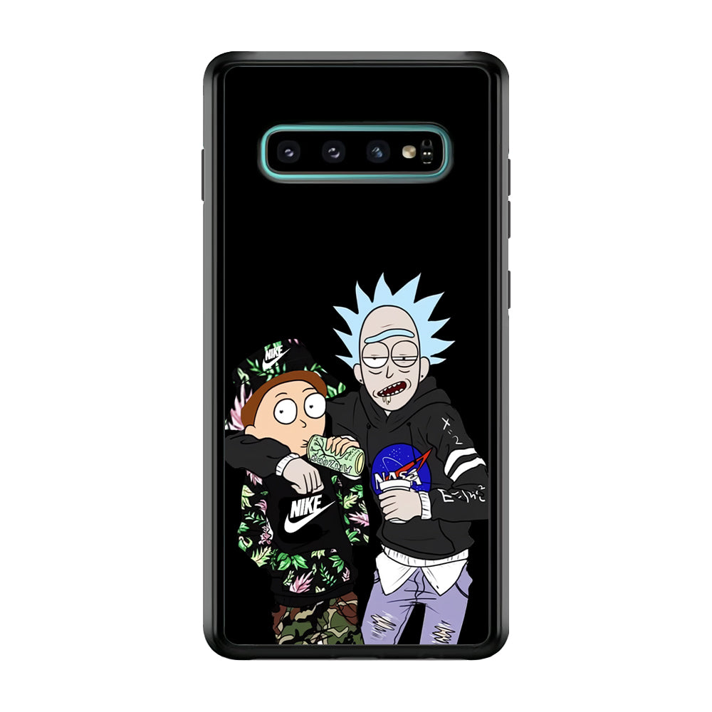 Nike X Nasa Rick and Morty Samsung Galaxy S10 Case-Mobile Phone Case-Rubber Black (2D Case)-Altracase
