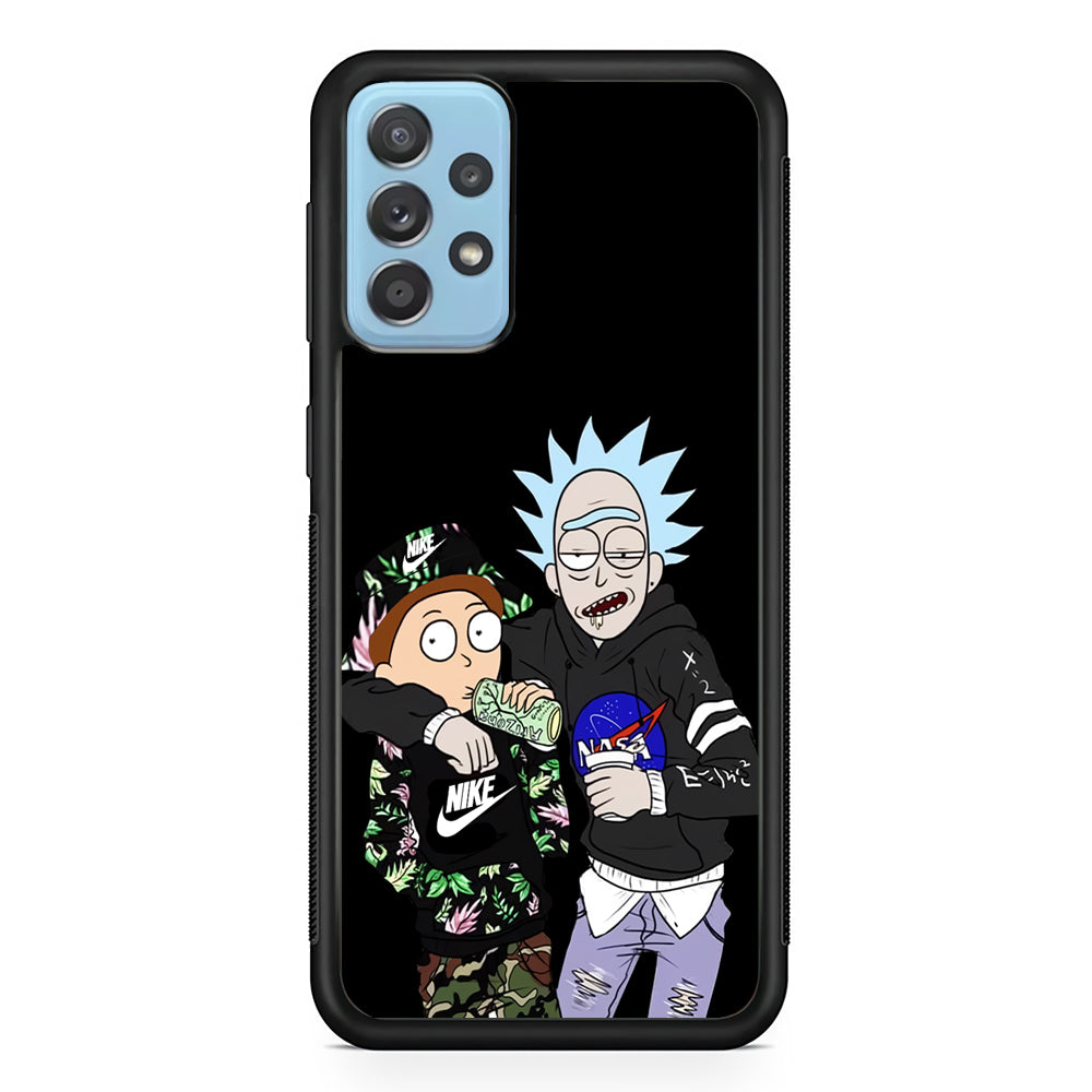 Nike X Nasa Rick and Morty Samsung Galaxy A72 Case-Mobile Phone Case-Rubber Black (2D Case)-Altracase