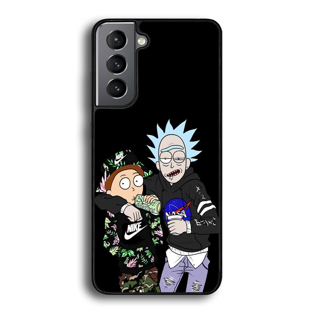 Nike X Nasa Rick and Morty Samsung Galaxy S23 Plus Case-Mobile Phone Case-Rubber Black (2D Case)-Altracase