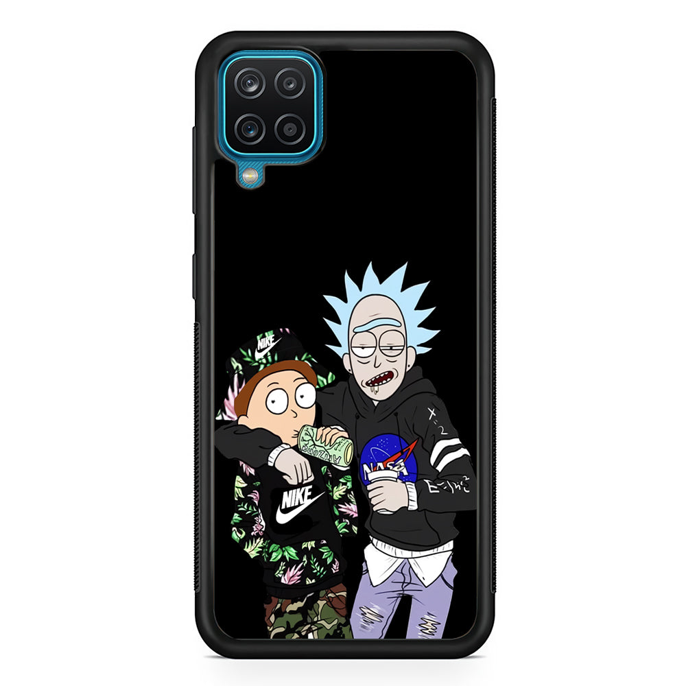 Nike X Nasa Rick and Morty Samsung Galaxy A12 Case-Mobile Phone Case-Rubber Black (2D Case)-Altracase