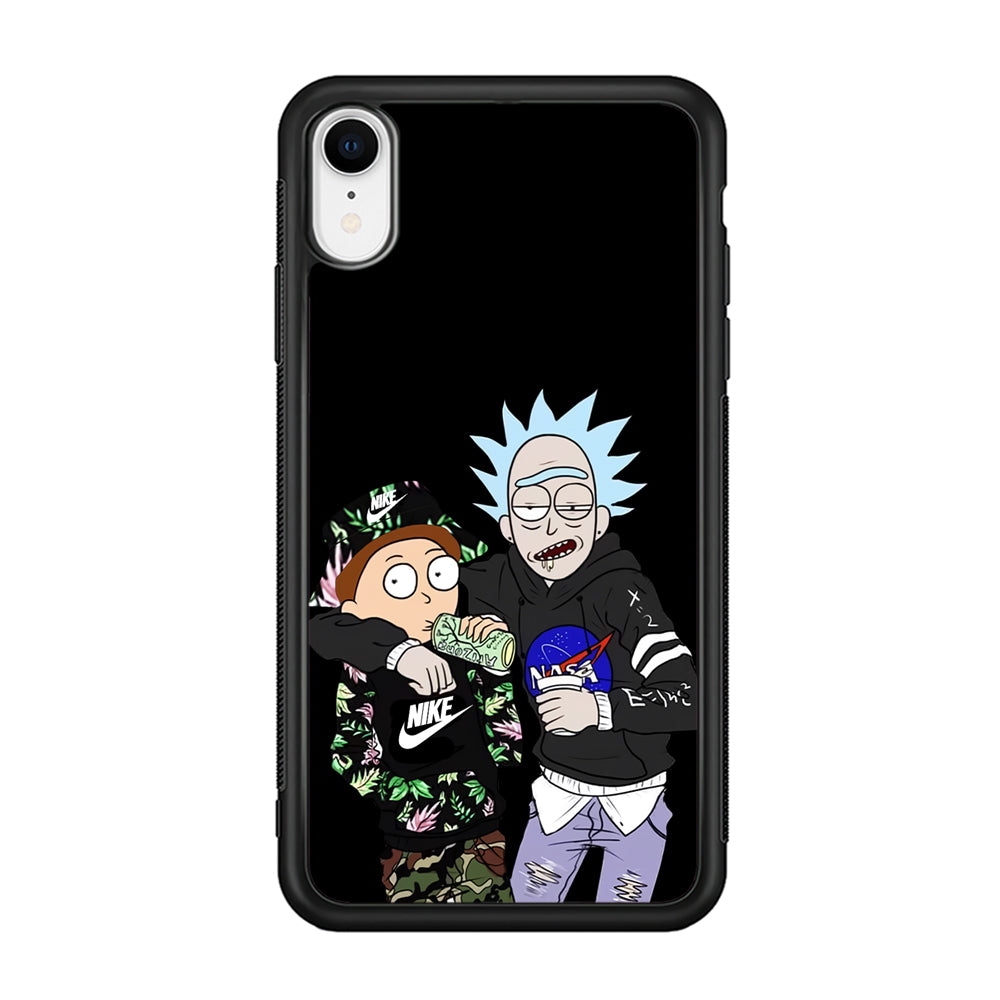 Nike X Nasa Rick and Morty iPhone XR Case-Mobile Phone Case-Rubber Black (2D Case)-Altracase