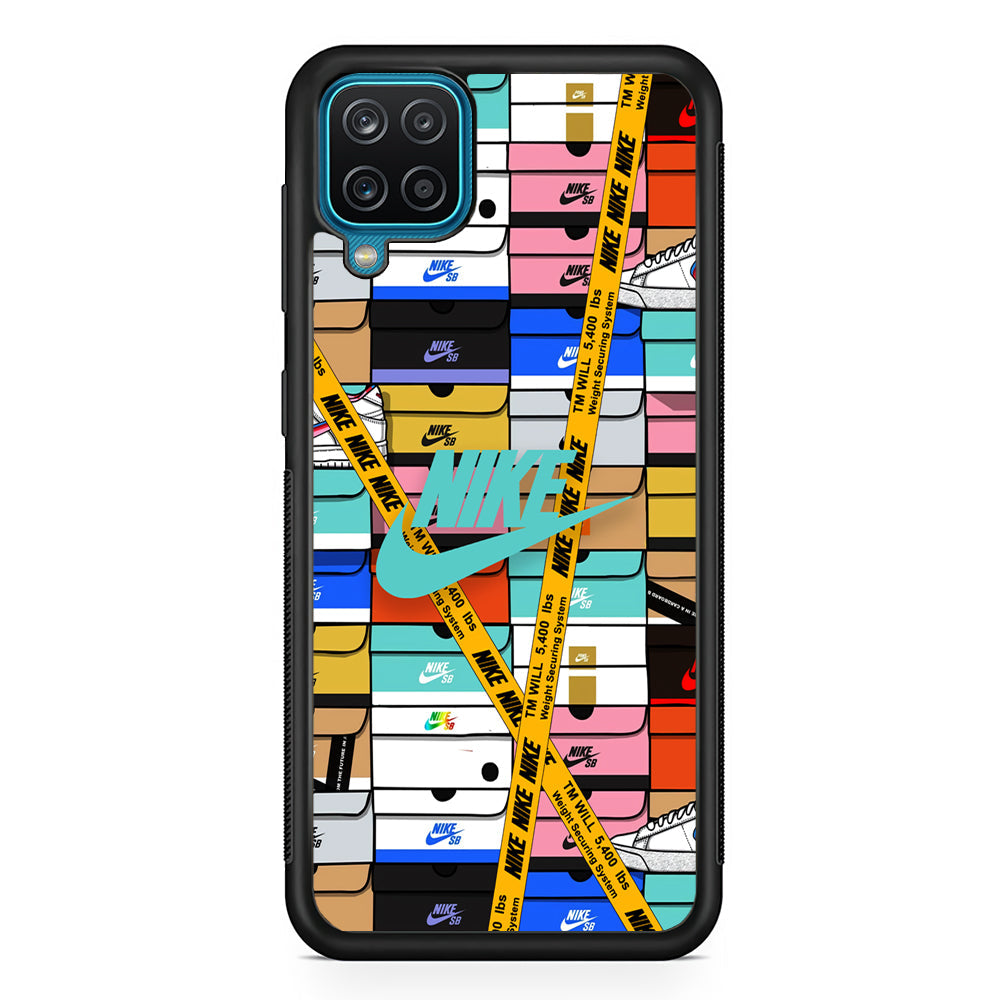Nike Box Shoes Collage Samsung Galaxy A12 Case-Mobile Phone Case-Rubber Black (2D Case)-Altracase