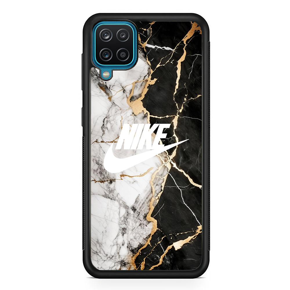 Nike Logo Mix Marble Samsung Galaxy A12 Case-Mobile Phone Case-Rubber Black (2D Case)-Altracase
