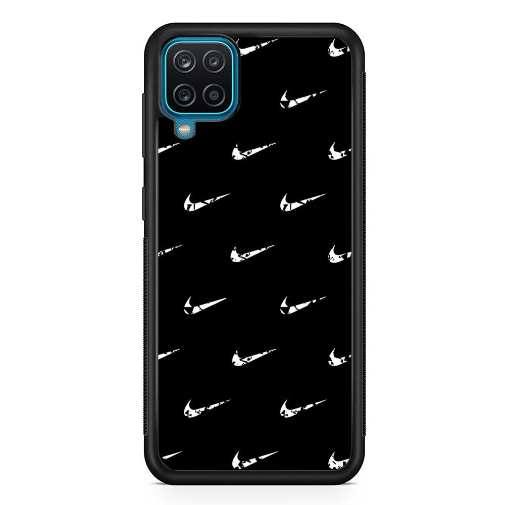 Nike Logo Pattern Samsung Galaxy A12 Case-Mobile Phone Case-Rubber Black (2D Case)-Altracase