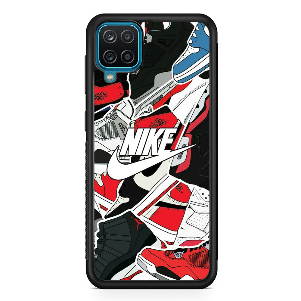 Nike Logo Shoes Pattern Samsung Galaxy A12 Case-Mobile Phone Case-Rubber Black (2D Case)-Altracase