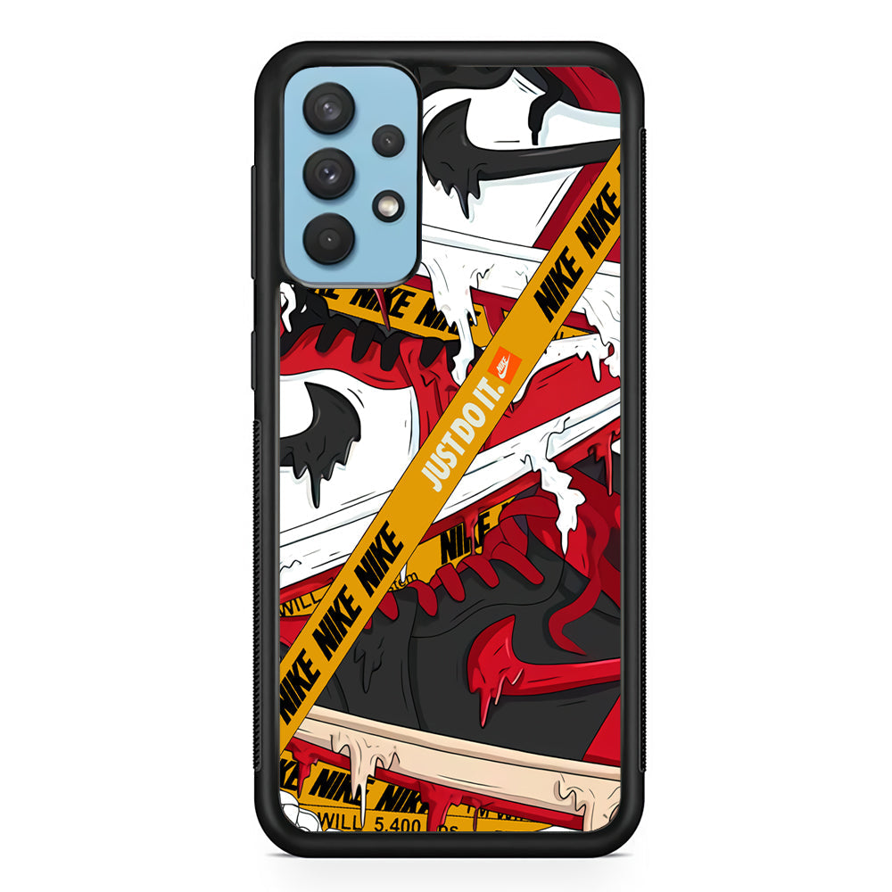 Nike Melt and Drip Samsung Galaxy A32 Case-Mobile Phone Case-Rubber Black (2D Case)-Altracase