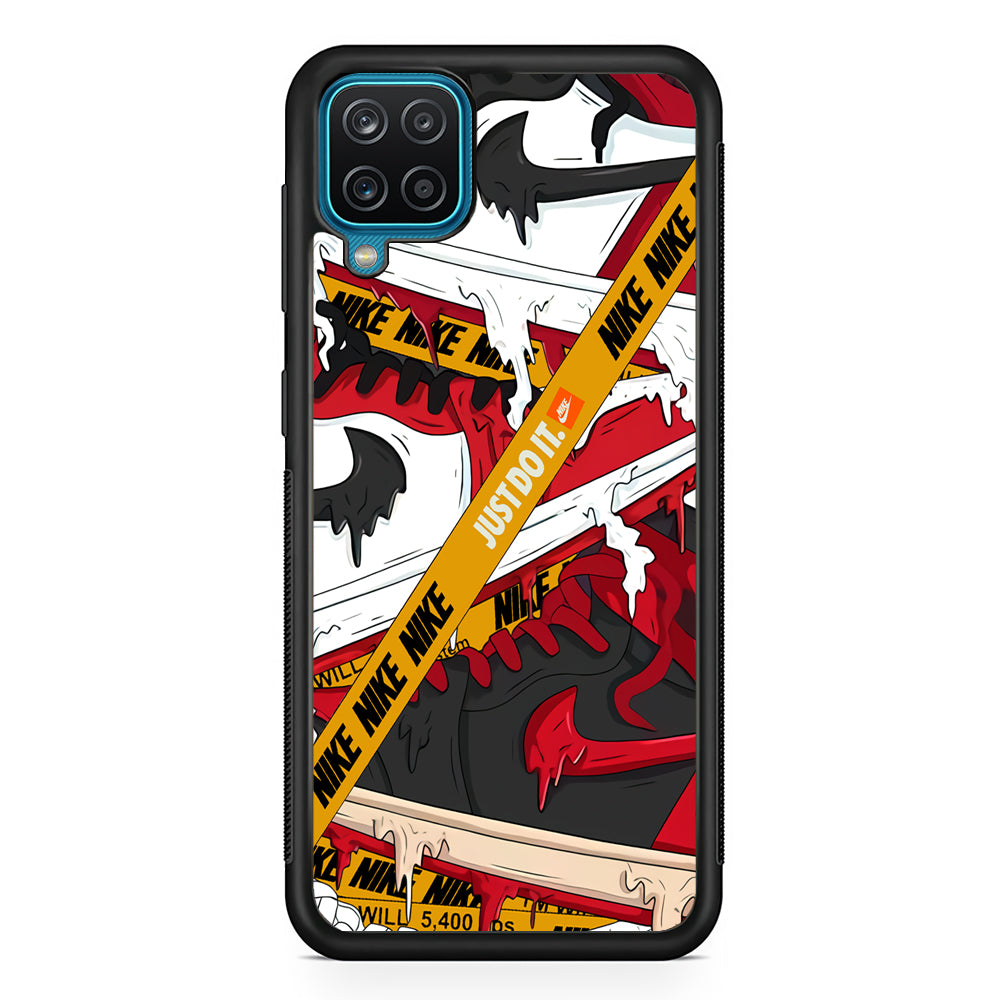 Nike Melt and Drip Samsung Galaxy A12 Case-Mobile Phone Case-Rubber Black (2D Case)-Altracase