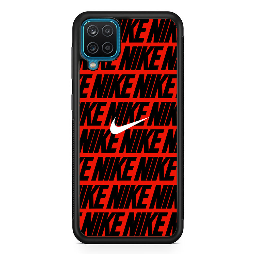 Nike in Red Samsung Galaxy A12 Case-Mobile Phone Case-Rubber Black (2D Case)-Altracase