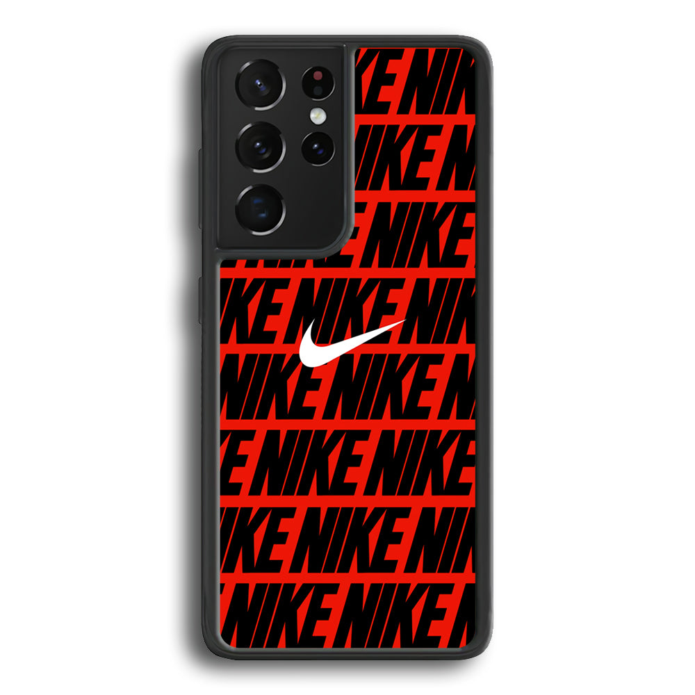 Nike in Red Samsung Galaxy S21 Ultra Case-Mobile Phone Case-Rubber Black (2D Case)-Altracase