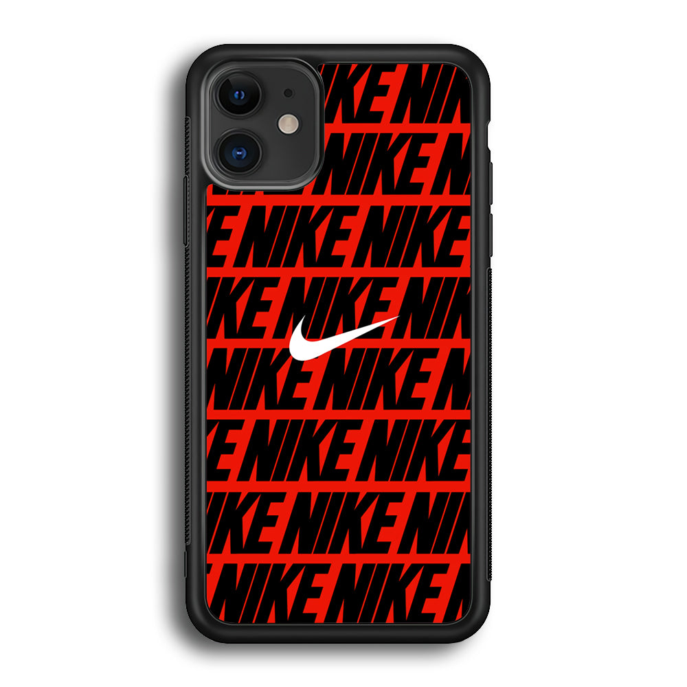 Nike in Red iPhone 12 Case-Mobile Phone Case-Rubber Black (2D Case)-Altracase