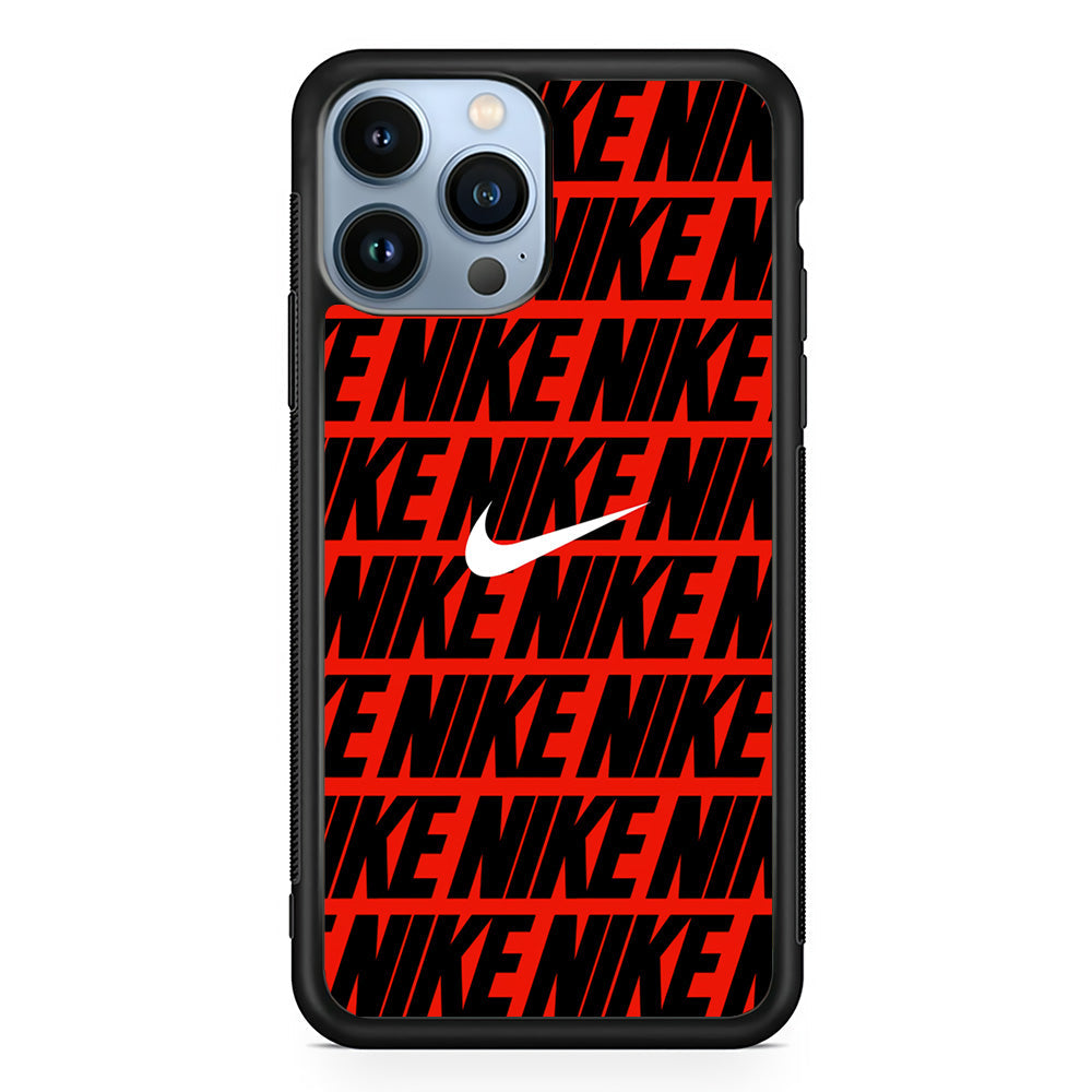 Nike in Red iPhone 14 Pro Max Case-Mobile Phone Case-Rubber Black (2D Case)-Altracase