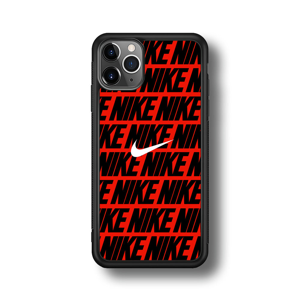 Nike in Red iPhone 11 Pro Max Case-Mobile Phone Case-Rubber Black (2D Case)-Altracase