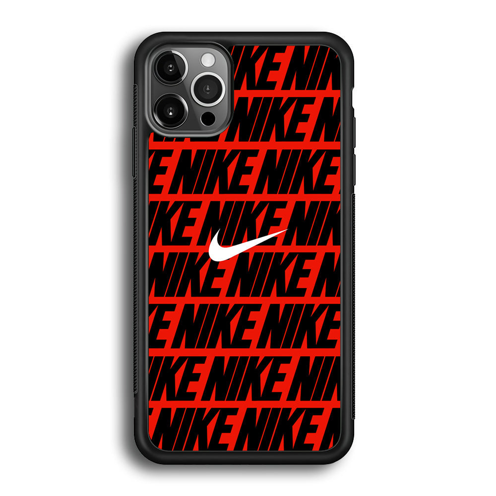 Nike in Red iPhone 12 Pro Case-Mobile Phone Case-Rubber Black (2D Case)-Altracase