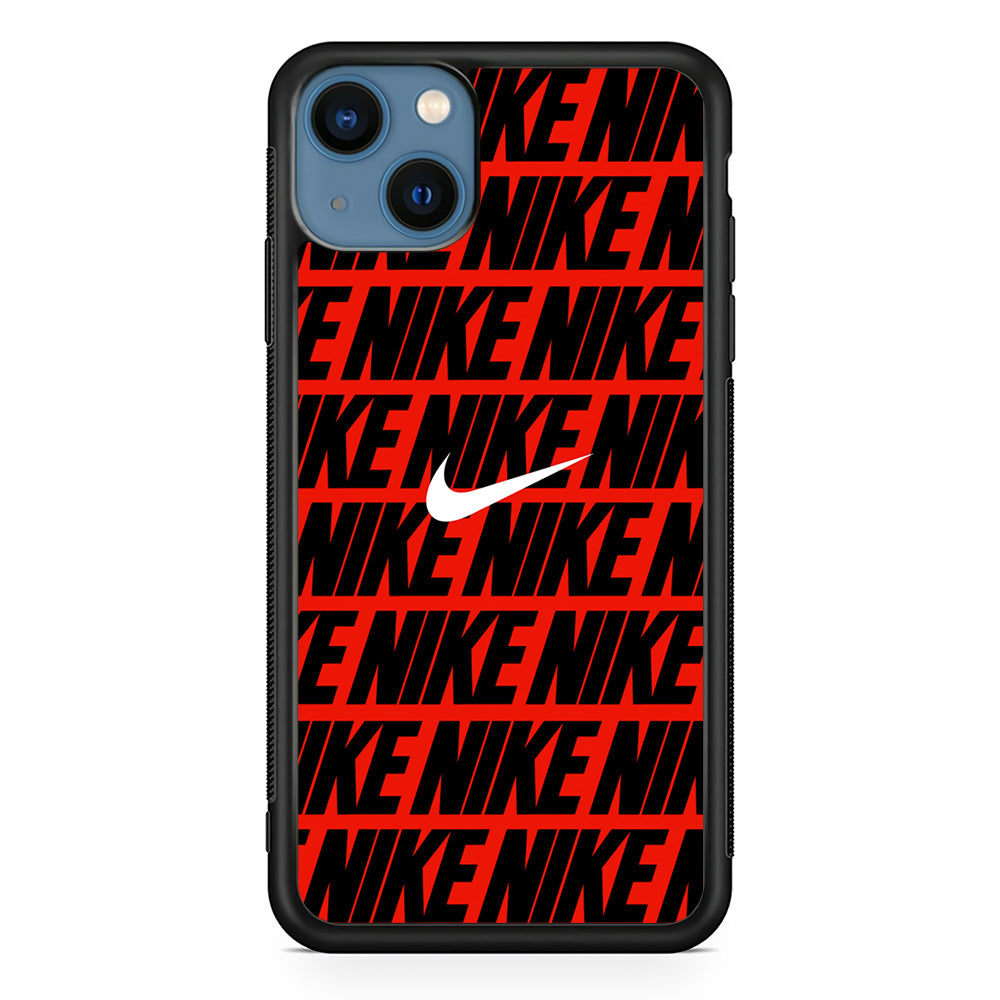 Nike in Red iPhone 13 Case-Mobile Phone Case-Rubber Black (2D Case)-Altracase
