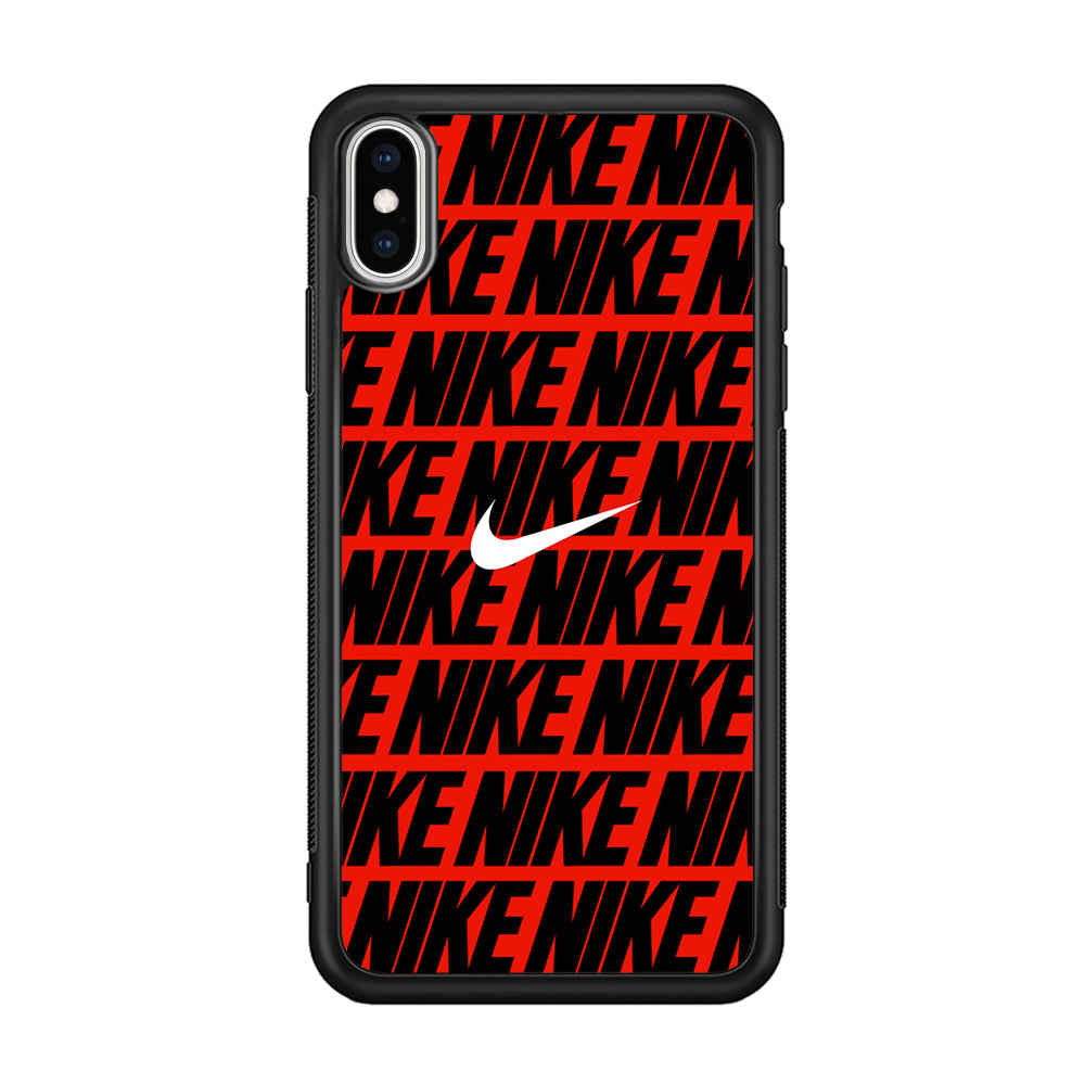 Nike in Red iPhone Xs Case-Mobile Phone Case-Rubber Black (2D Case)-Altracase