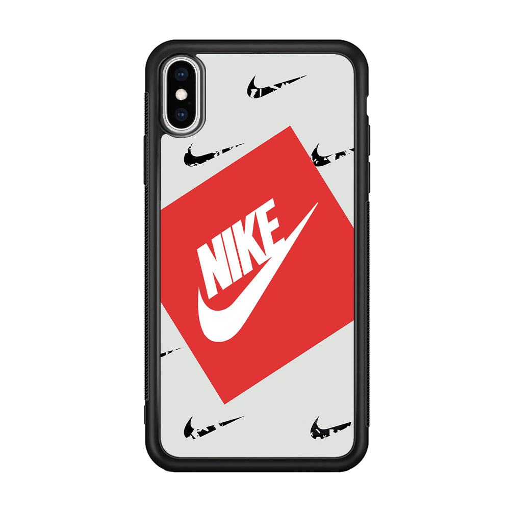 Nike in Red Box iPhone Xs Case-Mobile Phone Case-Rubber Black (2D Case)-Altracase