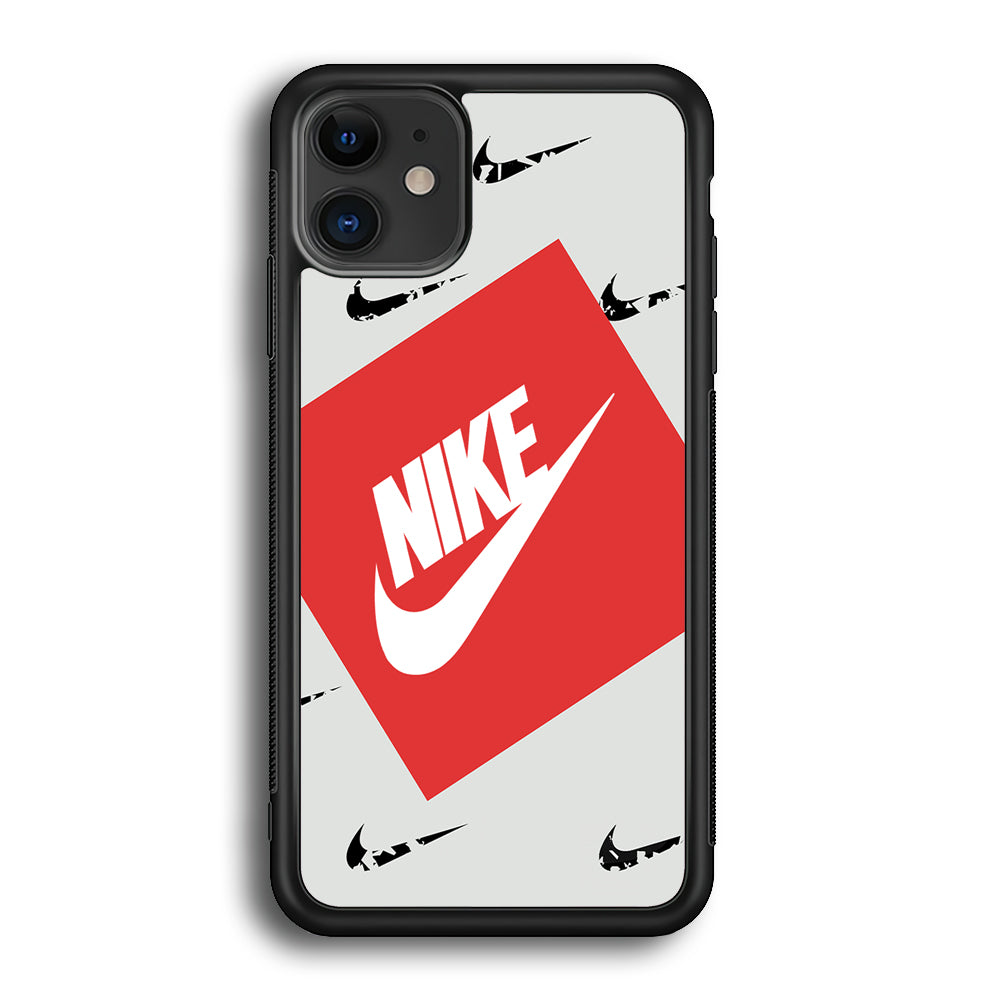 Nike in Red Box iPhone 12 Case-Mobile Phone Case-Rubber Black (2D Case)-Altracase