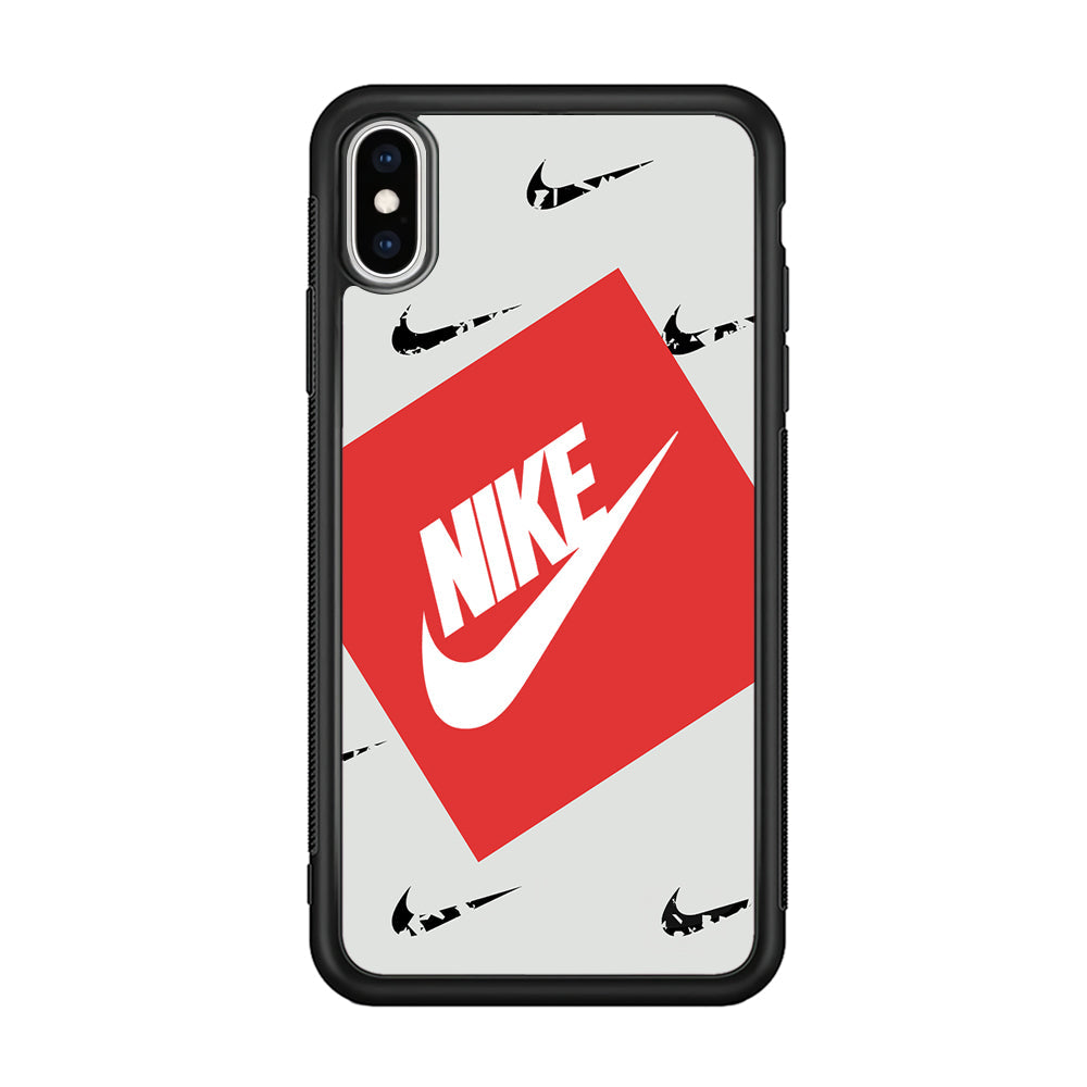 Nike in Red Box iPhone X Case-Mobile Phone Case-Rubber Black (2D Case)-Altracase
