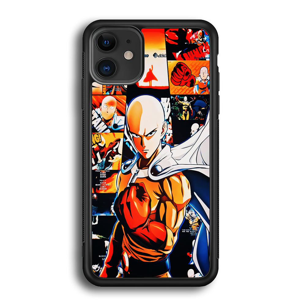 OPM Saitama Aesthetic iPhone 12 Mini Case-Phone Case-Rubber Black (2D Case)-Altracase