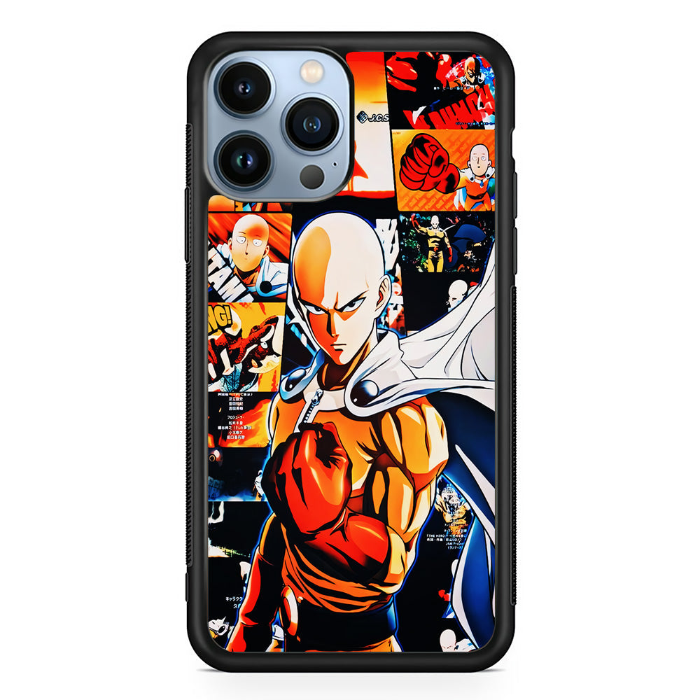 OPM Saitama Aesthetic iPhone 14 Pro Case-Phone Case-Rubber Black (2D Case)-Altracase