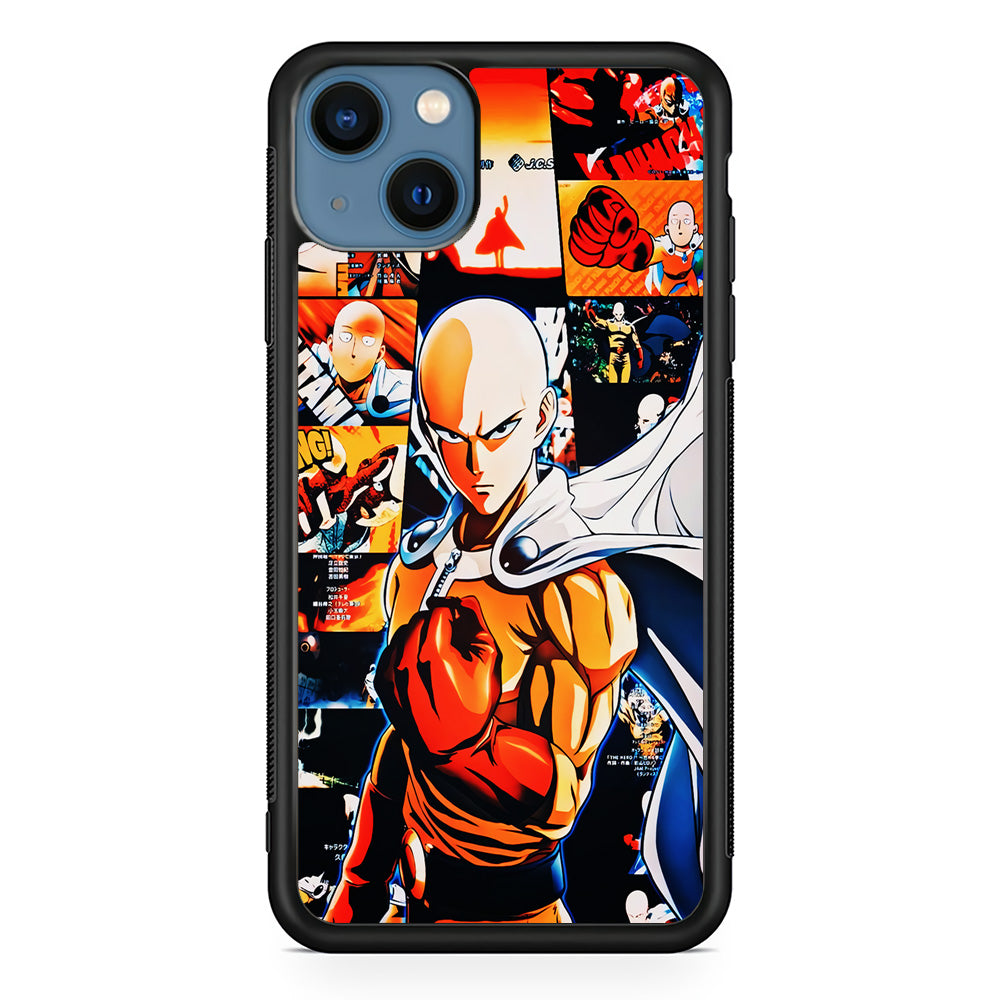 OPM Saitama Aesthetic iPhone 13 Mini Case-Phone Case-Rubber Black (2D Case)-Altracase