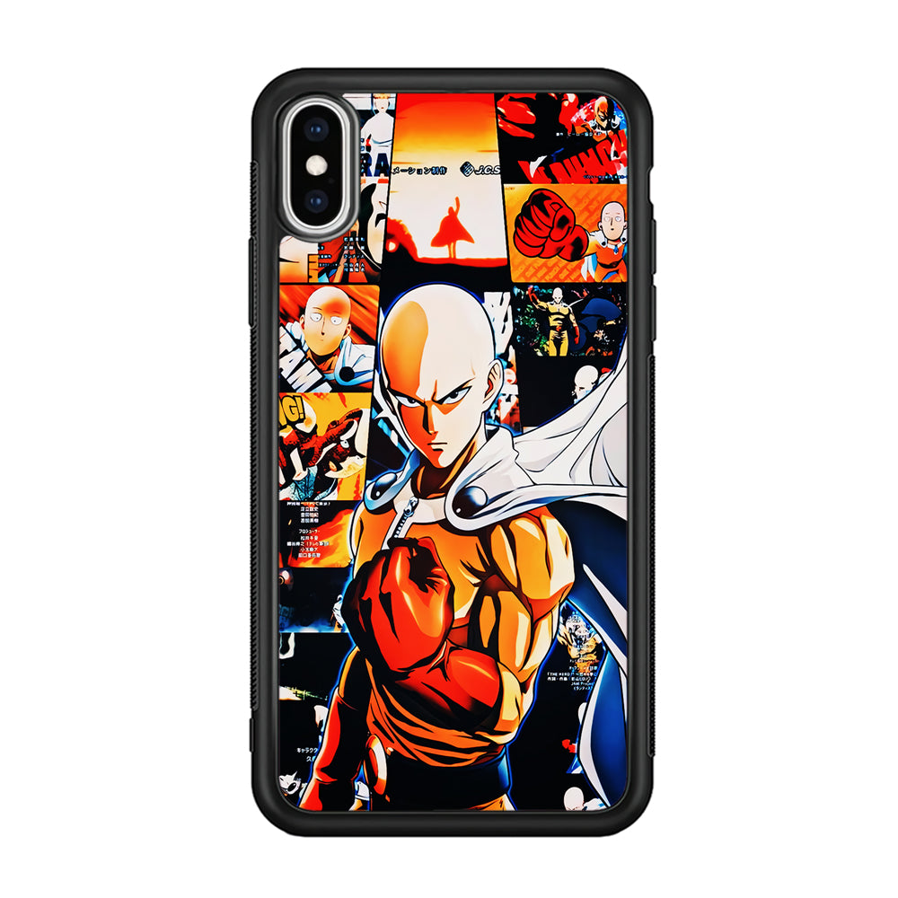 OPM Saitama Aesthetic iPhone Xs Case-Phone Case-Rubber Black (2D Case)-Altracase